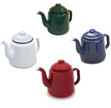 Falcon Traditional Enamel Teapot 14cm 1.5L With Handle & Lid Camping Caravan New