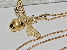 9ct Yellow Gold on Silver Bumble Bee Pendant Necklace & 18 inch Chain - Gift Box