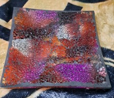 Square Glass Red Mosaic Plate