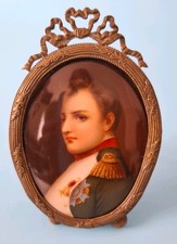 Circa 1900 Slightly Domed Porcelain Plaque Miniature Portrait Napoleon Bonaparte