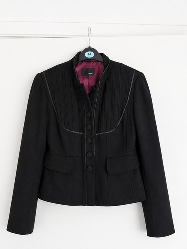 Next black wool blend military - wool,