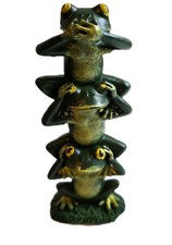 See No Hear No Speak No Evil Frogs Stacked Pile 6.5 Inch Ceramic