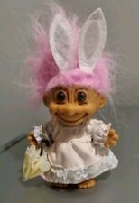 Rare Russ Troll Easter Bunny Ears with Pinafore Dress & Umbrella 5" Doll 1991