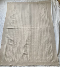 LAURA ASHLEY CONNISTON CREAM CABLED LAMBSWOOL THROW/ BLANKET