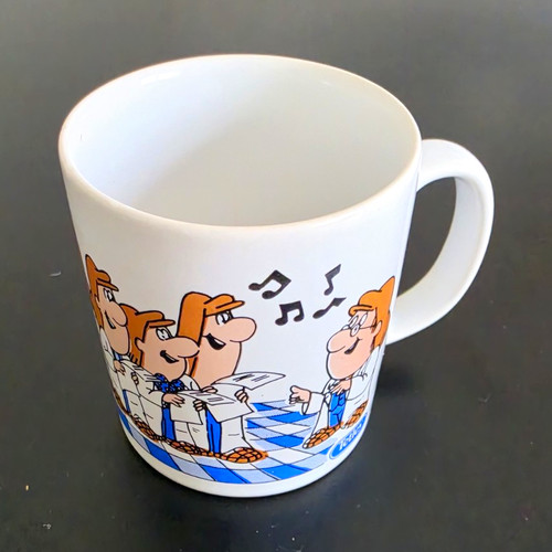 Ceramic coffee mug white - mug, white/blue