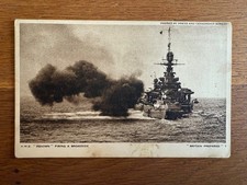 Vintage Shipping Postcard UK ?? HMS Renown Firing a Broadside 1942