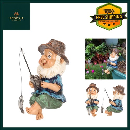 Charming fishing gnome - gnome, sitter
