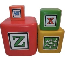 little tikes large cubes 1978 vintage plastic building blocks 4704 prop 9.5" 