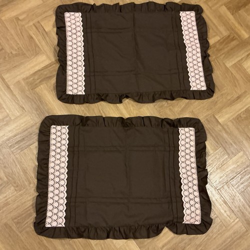 Vintage pair brown pillowcases - vintage,