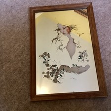 Vintage 70s Art Mirror  Woman
