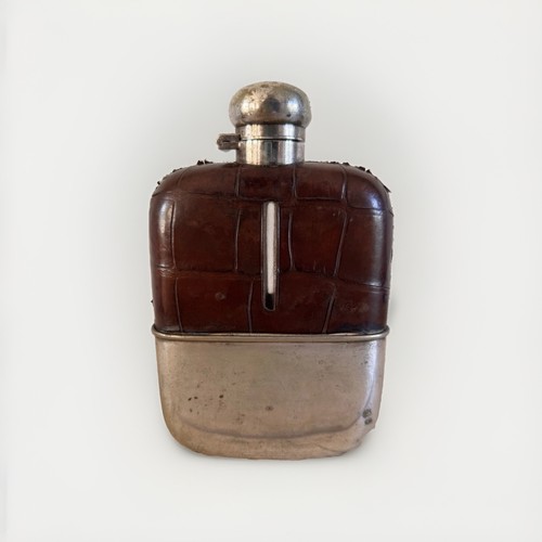 Victorian hip flask crocodile - hip,