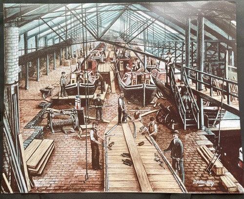 Canal wall art boatyard barge - canal,