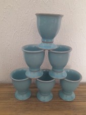 Denby Colonial Blue Footed Egg Cups X 6 - Rare & Perfect Condition