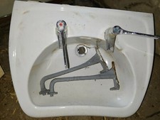 Ceramic Washbasin, 2 Tap Holes, long handle taps, disabled