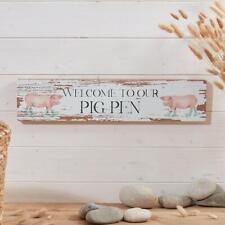 Welcome Sign Farm Pig Pen Retro Rustic Wall Home Decor Wooden Farmhouse Plaque 