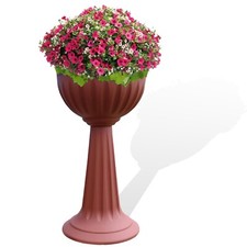 Large Tall Plastic Urn Planter Indoor Outdoor Garden Flower Pot Round Stand 75cm