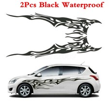 Custom Flame Racing Car Body Stickers Side Stripes Vinyl Graphic Decals 210cm x2