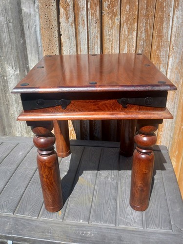 Sheesham side plant table - table, dark