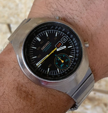 1970's Vintage Seiko Helmet 6139-7100 Automatic Watch Chronograph 42mm So Rare