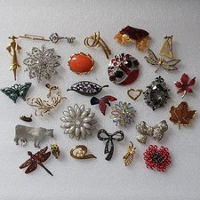 Joblot Vintage Modern Brooches Various Designs Colours Costume Jewellery Bundle