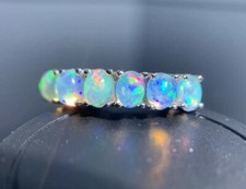 Natural Fire Opal Silver Band