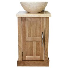 Cloakroom Bathroom Vanity Unit oak Cream Marble Stone Wash stand and Basin 309
