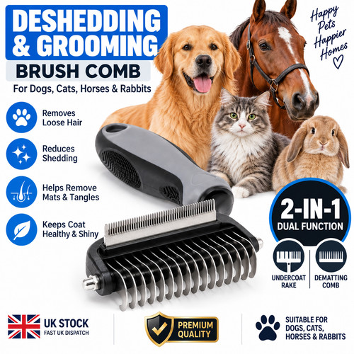 Deshedding grooming brush - &,