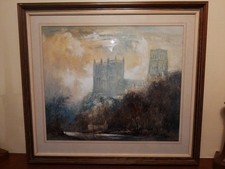 R L Howey Watercolour Of Durham Cathedral From The River