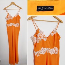 Mylene Klass Orange Lace Detail Strappy Long Maxi Dress Size 12