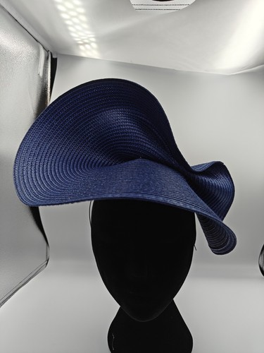 Navy blue large straw - navy,