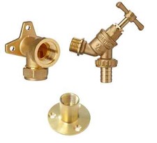Garden Tap Outside Tap Kit With Brass Wall Plate Elbow or Wall Plate Tube