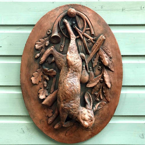 French hare hunting scene - hunting, oval