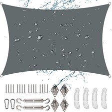 Sun Shade Sail 5m x 4m Rectangle Waterproof Sunscreen Awning Canopy with Fixing