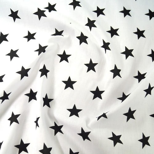 Black star polycotton - star, fabric