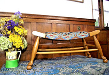 Arts and Crafts Footstool C1900- ALL NEW UPHOLSTERY - LIBERTY OF LONDON FABRIC