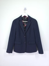 Joules Jacket Size 8 Navy Agatha Blazer Hacking Herringbone Wool Tweed Country