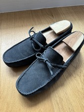 Tod's Gommino Driving Shoes Blue Suede, Size UK7