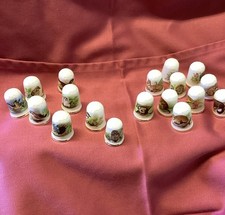 Oakley bundle of 18 Bone China Thimbles birds/animals