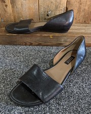Ecco black leather wedge - black,