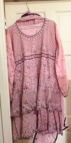 Pink chiffon salwar kameez - chiffon,