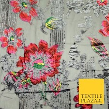 Grey Red Floral Bloom Striped