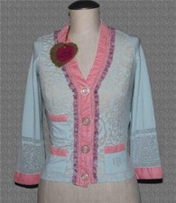 VOYAGE PASSION Semi-Sheer Velvet Lace Beads Bric-a-Brac Blouse Wm's S NWT Italy