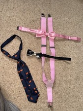 Boys Blue Tartan Bow Tie, Pink Bow Tie, Navy Tie, pin suspended braces