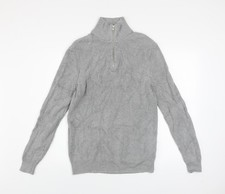 Zara Men's Grey Cotton 1/2 Zip