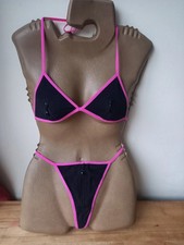 Black Pink Open Zip Bra Open
