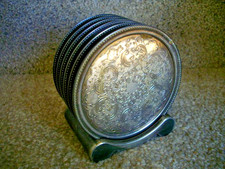 Vintage Ianthe Silver Plated Decorated Drinks Coaster Set Of Six In Caddy/Holder