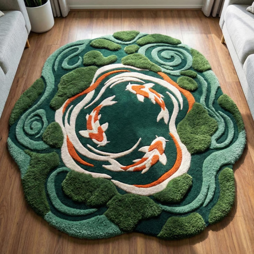 Irregular koi pond - wool, rug