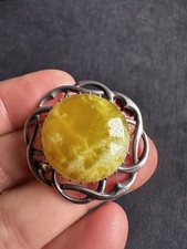 Vintage Silver Mark Sterling Silver Irish Agate Brooch