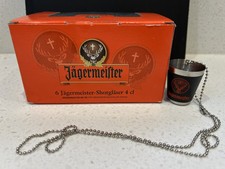 Jägermeister shot glasses X 6 plus Metal with faux wrap shot glass with chain