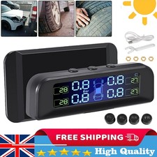 Wireless Solar TPMS LCD Car Tire Pressure Monitoring System 4 External Sensors